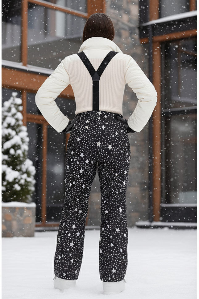 Pantalon De Ski Noir Étoilé Imperméable Femme Hiver - Polyester - vue 2