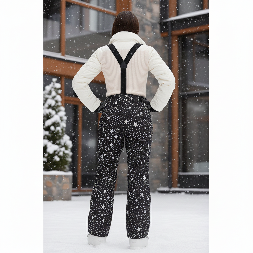 Pantalon De Ski Noir Étoilé Imperméable Femme Hiver - Polyester - vue 2