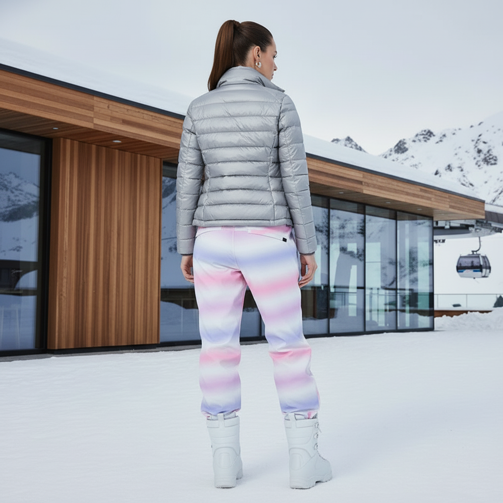 Pantalon De Ski Rayé Rose Ample Imperméable Unisexe - Multicolore Polyester - vue 2