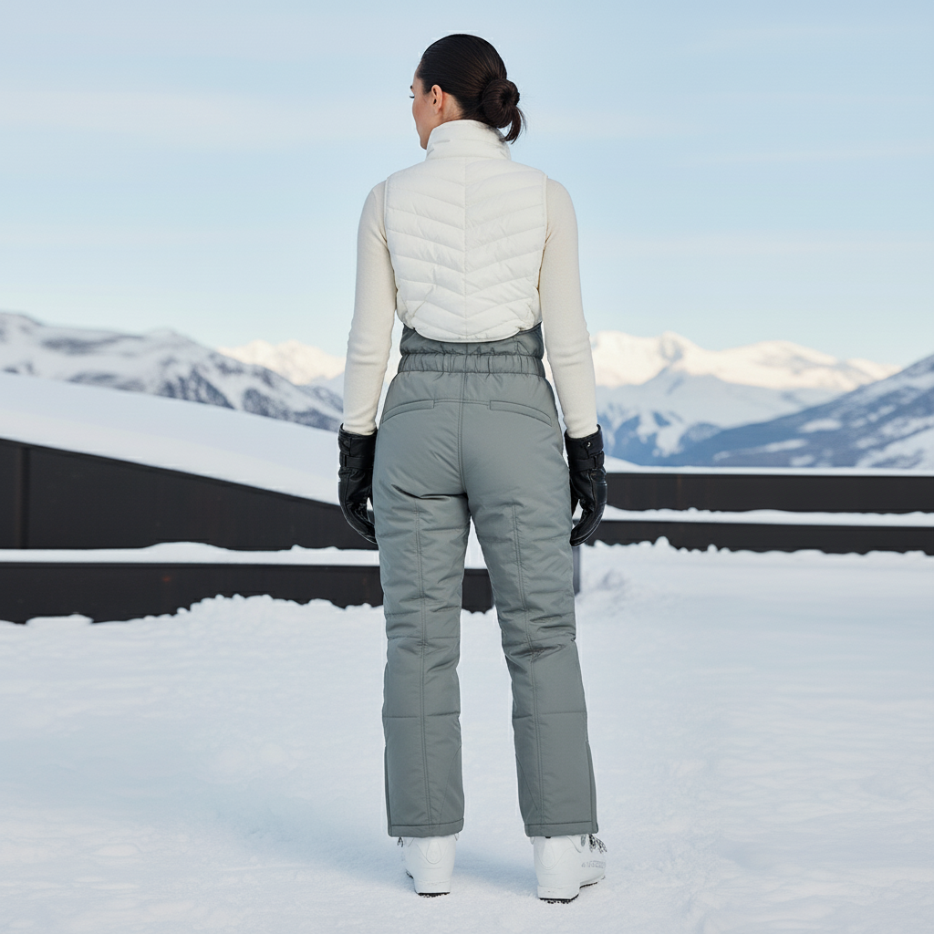 Pantalon De Ski Gris Salopette Matelassée Imperméable Femme - Polyester - vue 2