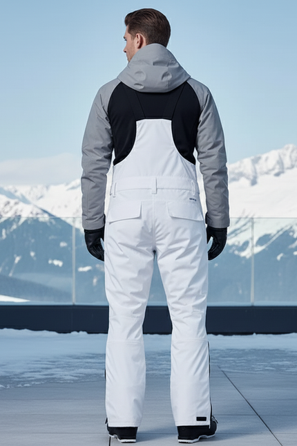 Pantalon De Ski Blanc Homme Imperméable Bretelles Ample - Polyester - vue 2