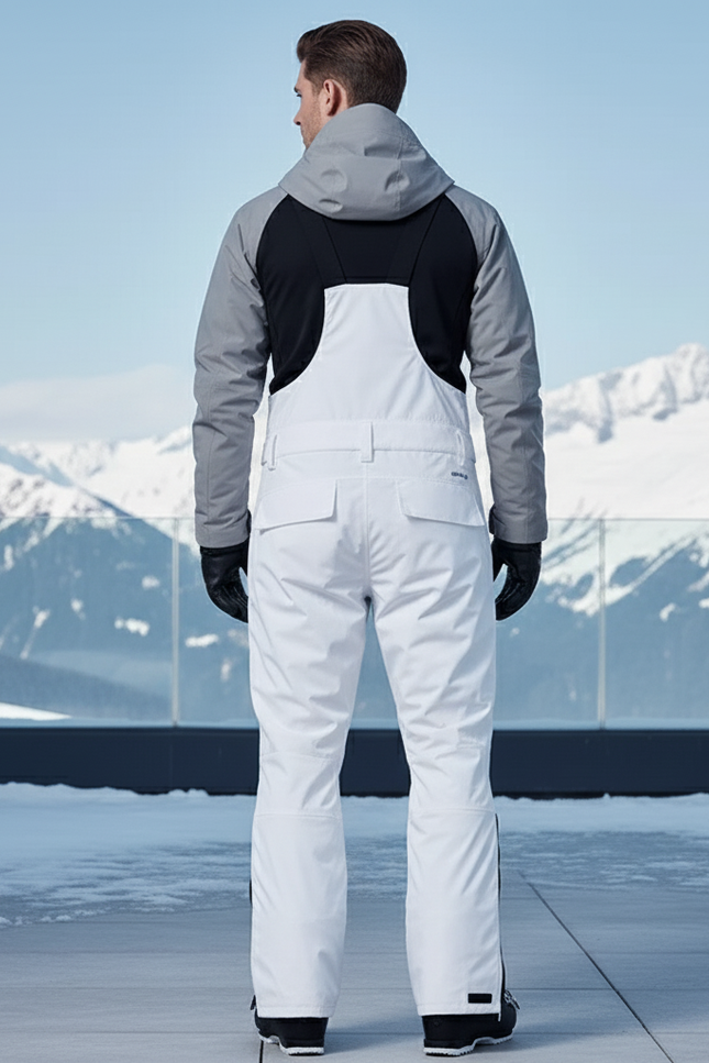 Pantalon De Ski Blanc Homme Imperméable Bretelles Ample - Polyester - vue 2