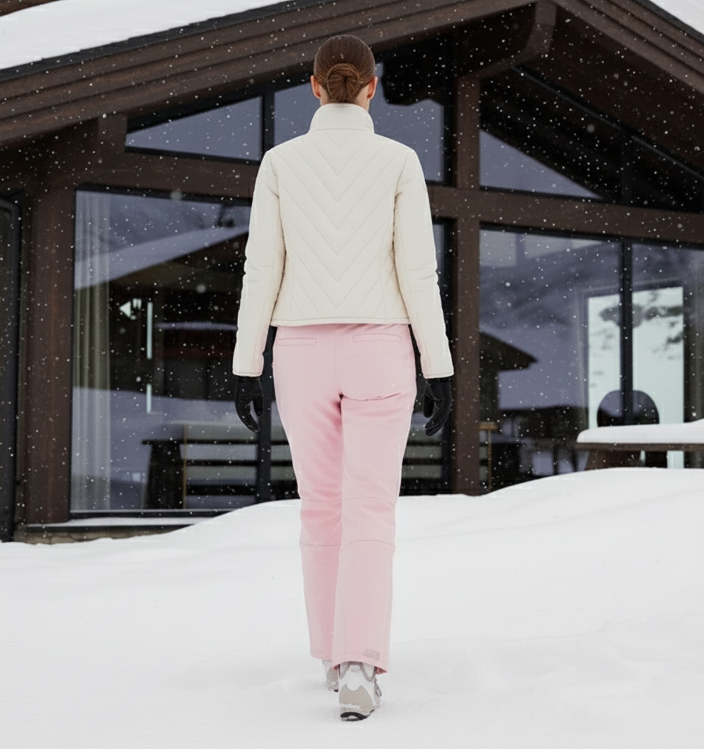 Pantalon De Ski Rose Pâle Femme Imperméable Coupe Droite - Polyester - vue 2