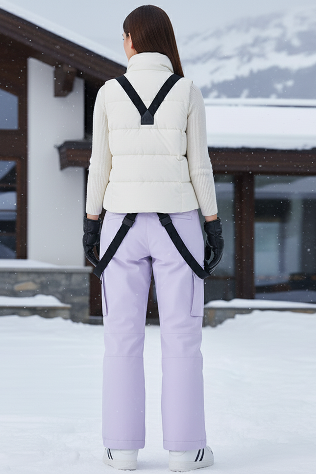 Pantalon De Ski Lavande Salopette Imperméable Unisexe Cargo - Violet Polyester - vue 2