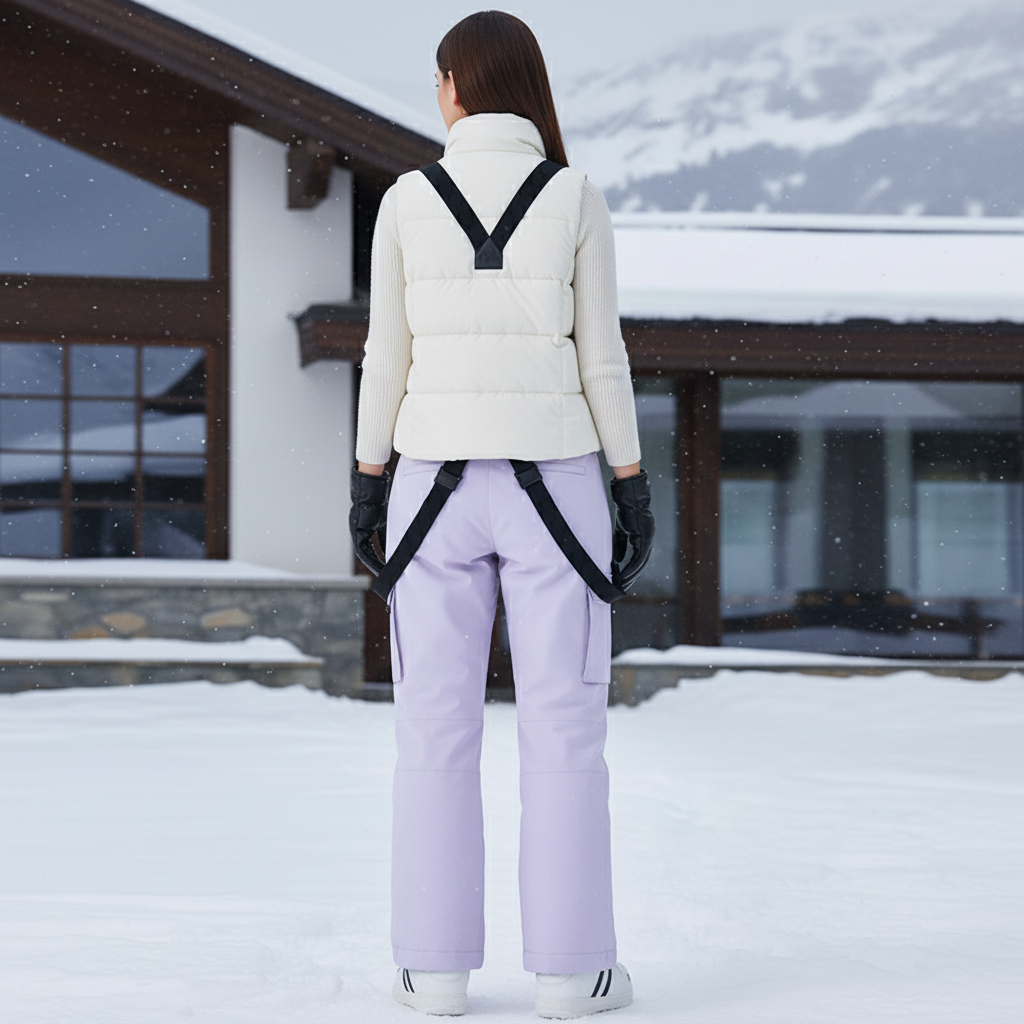Pantalon De Ski Lavande Salopette Imperméable Unisexe Cargo - Violet Polyester - vue 2