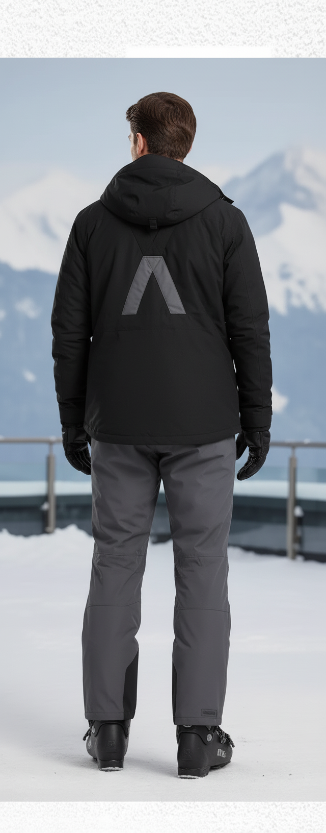 Pantalon De Ski Homme Gris Imperméable Bretelles Coupe Droite - Polyester - vue 2