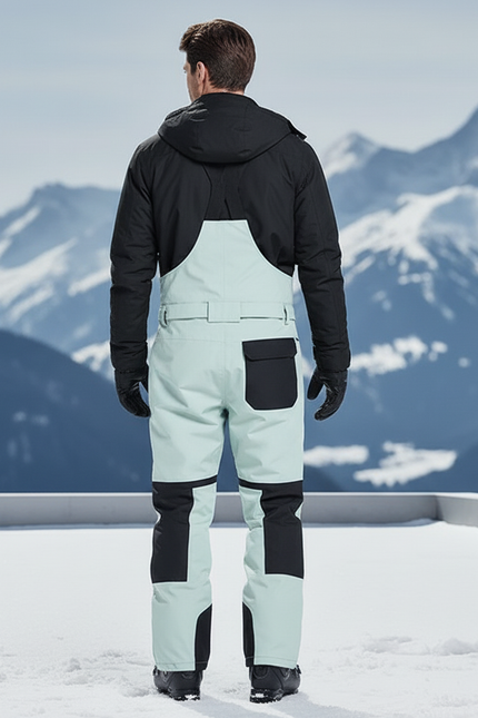 Pantalon De Ski Bicolore Imperméable Salopette Unisexe - Vert Polyester - vue 2
