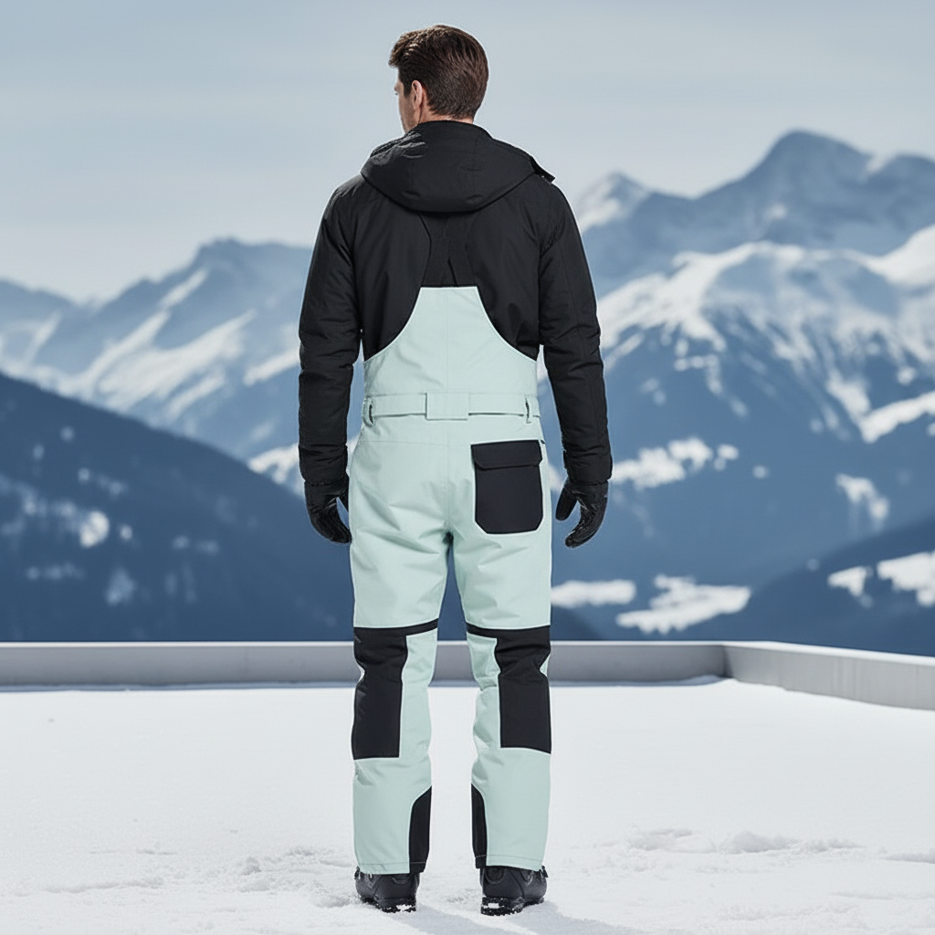 Pantalon De Ski Bicolore Imperméable Salopette Unisexe - Vert Polyester - vue 2