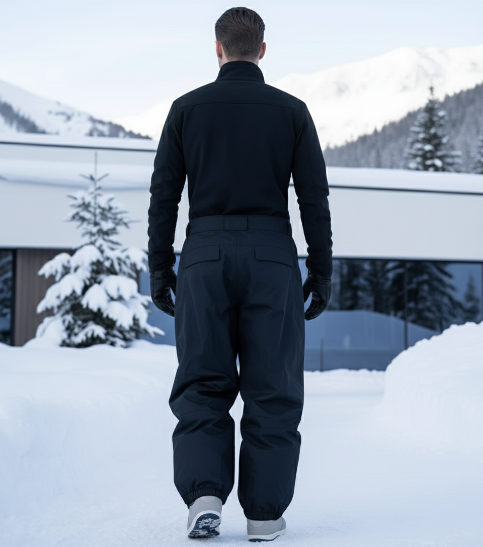 Pantalon De Ski Homme Noir Ample Imperméable Chaud Hiver - Polyester - vue 2