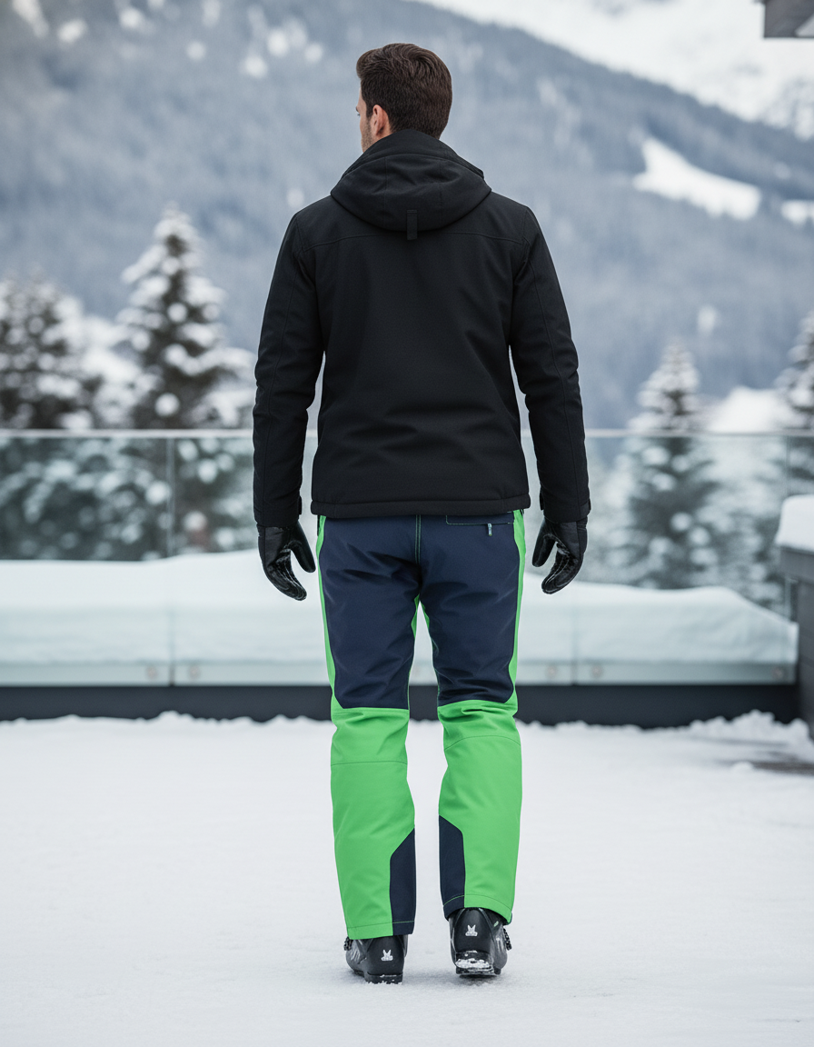 Pantalon De Ski Vert Imperméable Homme Coupe Droite - Polyester - vue 2