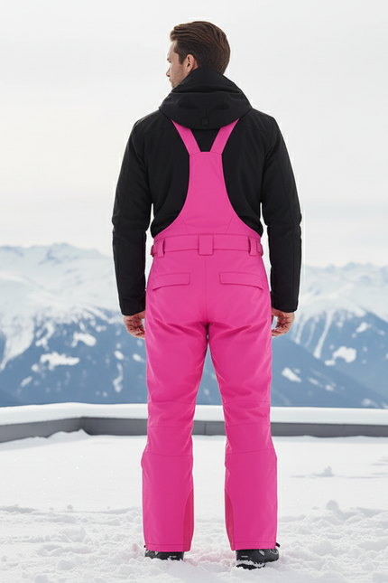 Pantalon De Ski Rose Vif Imperméable Bretelles Homme - Polyester - vue 2