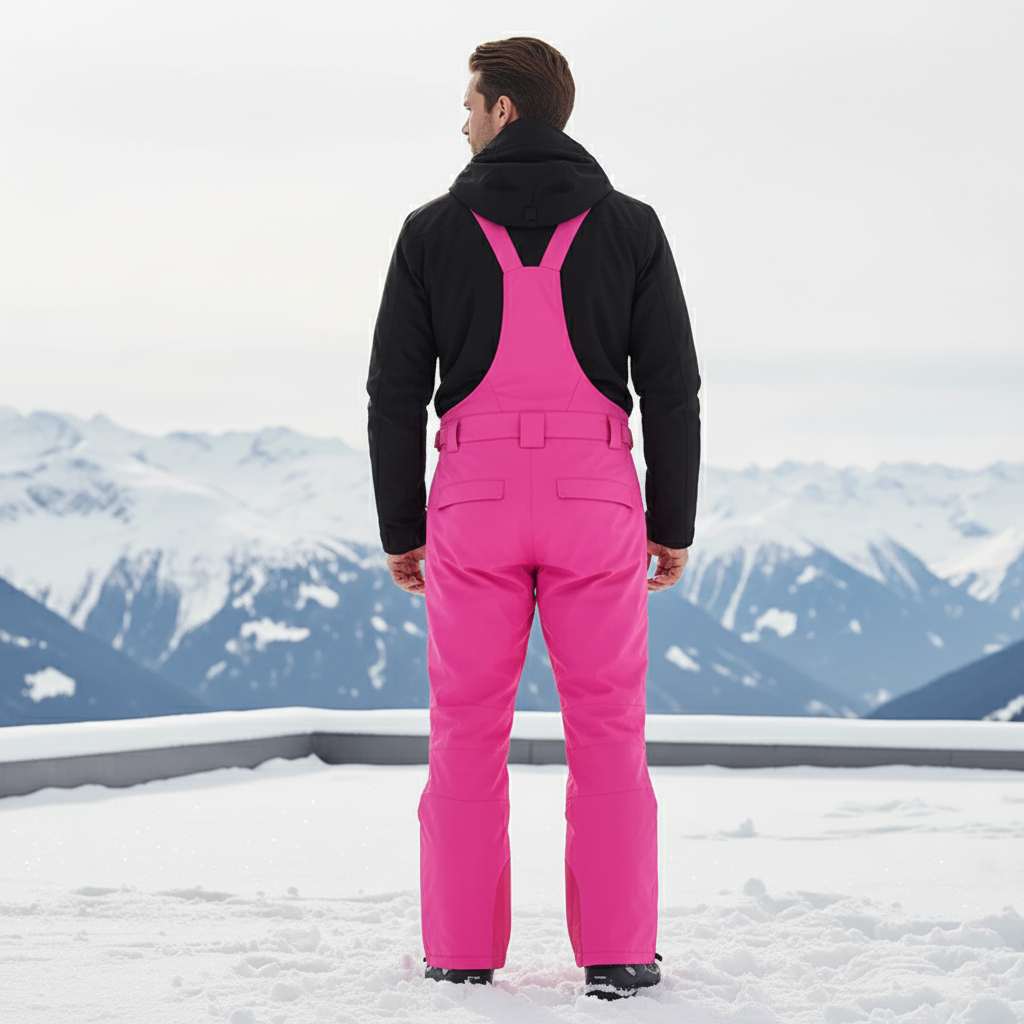 Pantalon De Ski Rose Vif Imperméable Bretelles Homme - Polyester - vue 2