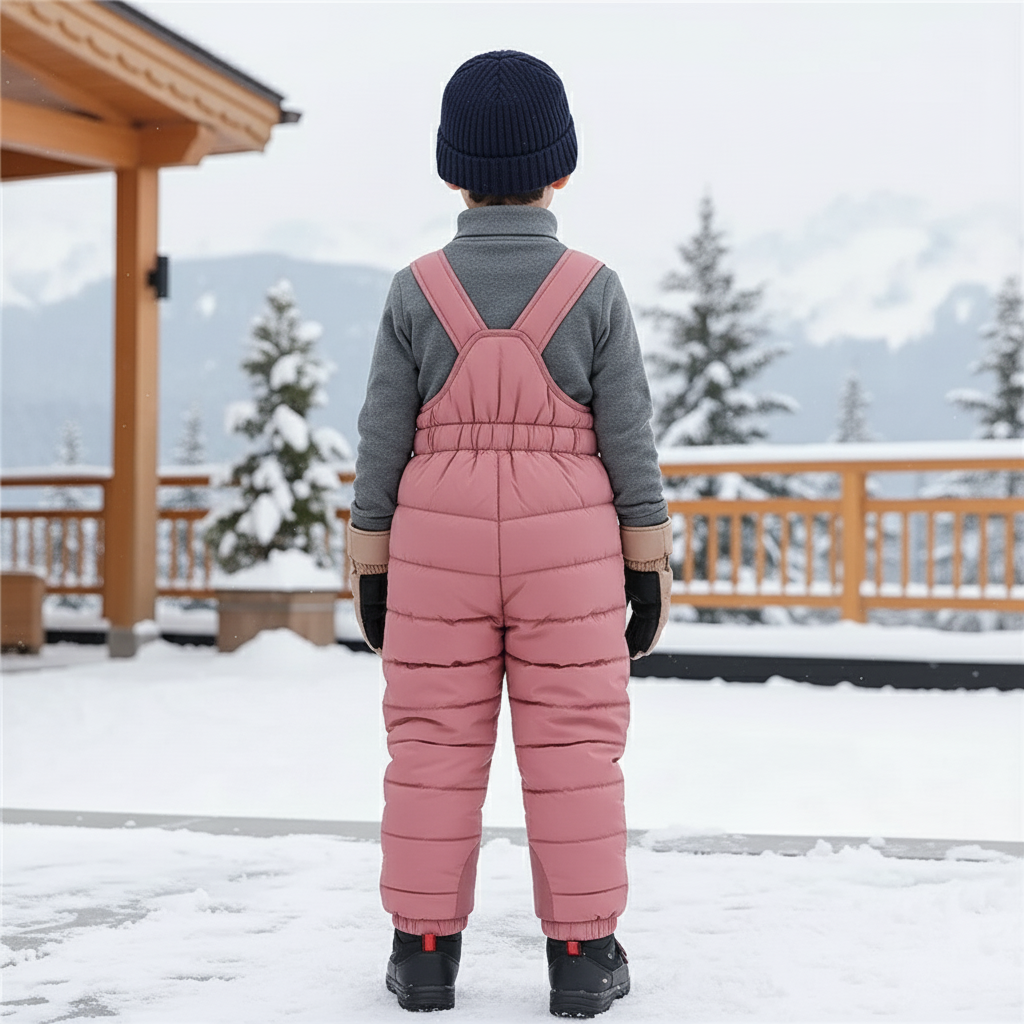 Pantalon De Ski Rose Enfant Matelassé Bretelles - Polyester - vue 2