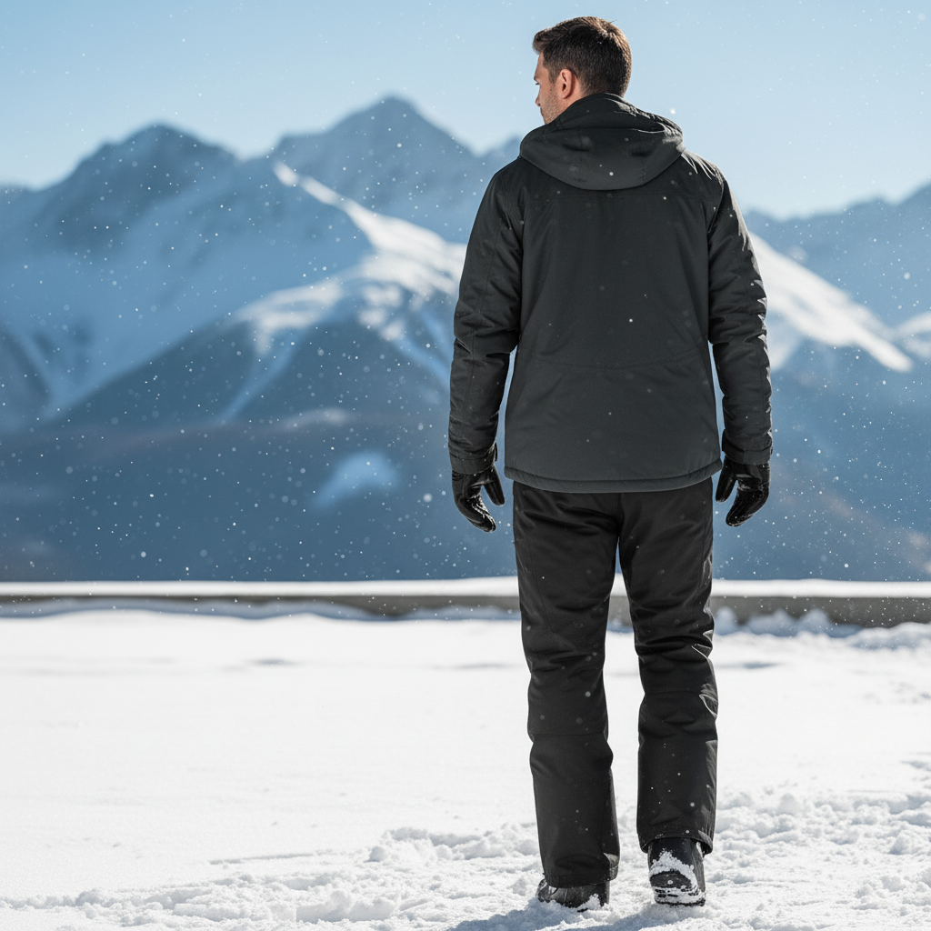 Pantalon De Ski Noir Imperméable, Coupe Droite, Sport, Hiver - Polyester - vue 2