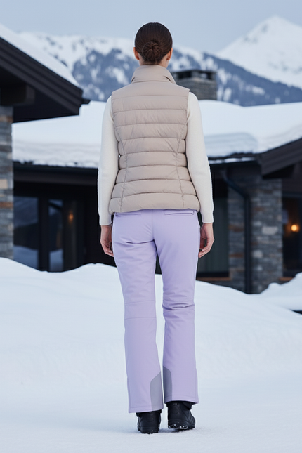 Pantalon De Ski Lilas Imperméable Coupe Droite Bretelles - Violet Polyester - vue 2