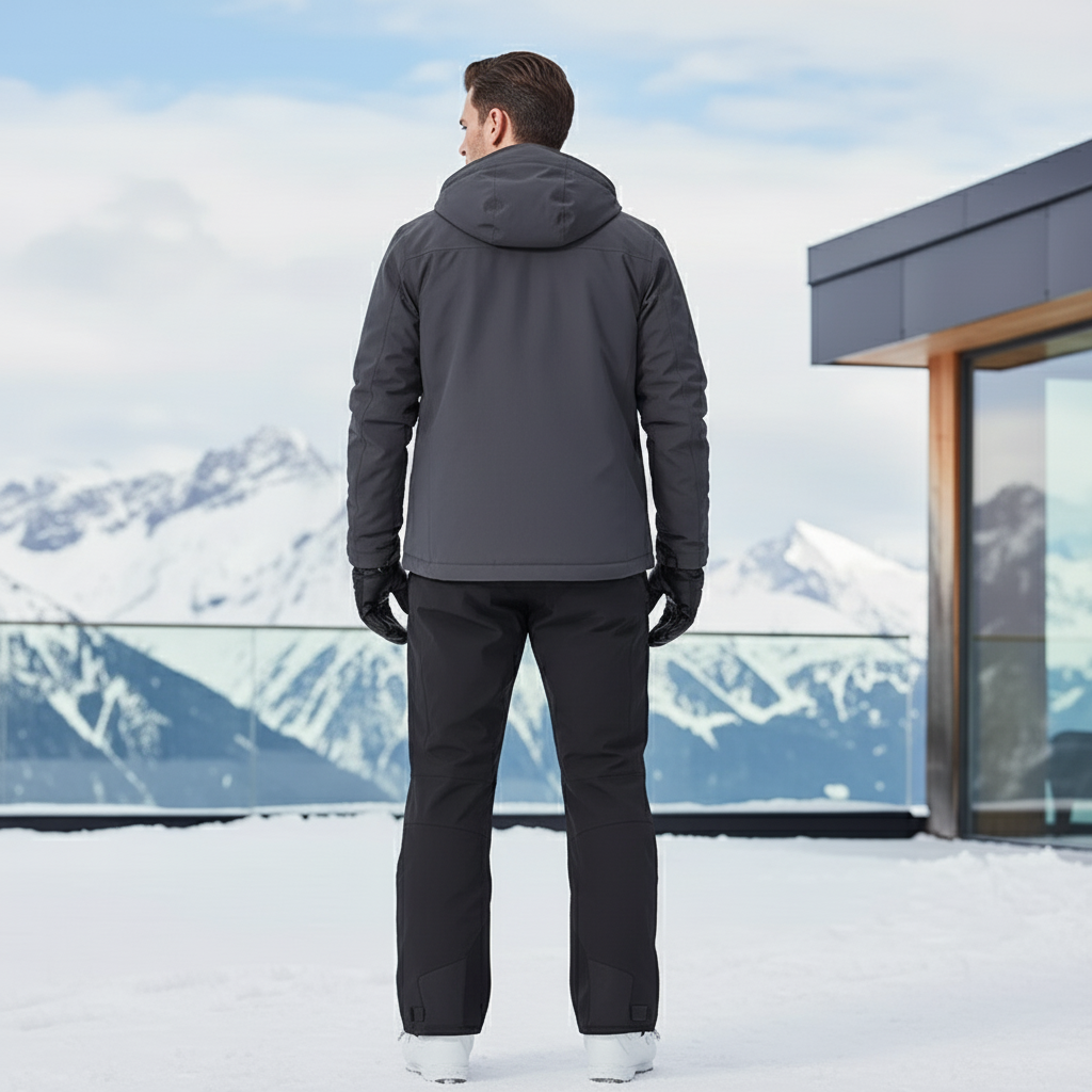 Pantalon De Ski Noir Imperméable Ample Coupe Droite Homme - Polyester - vue 2