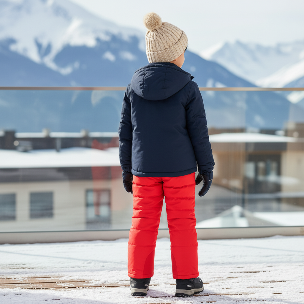 Pantalon De Ski Rouge Matelassé Enfant Imperméable Hiver - Polyester - vue 2
