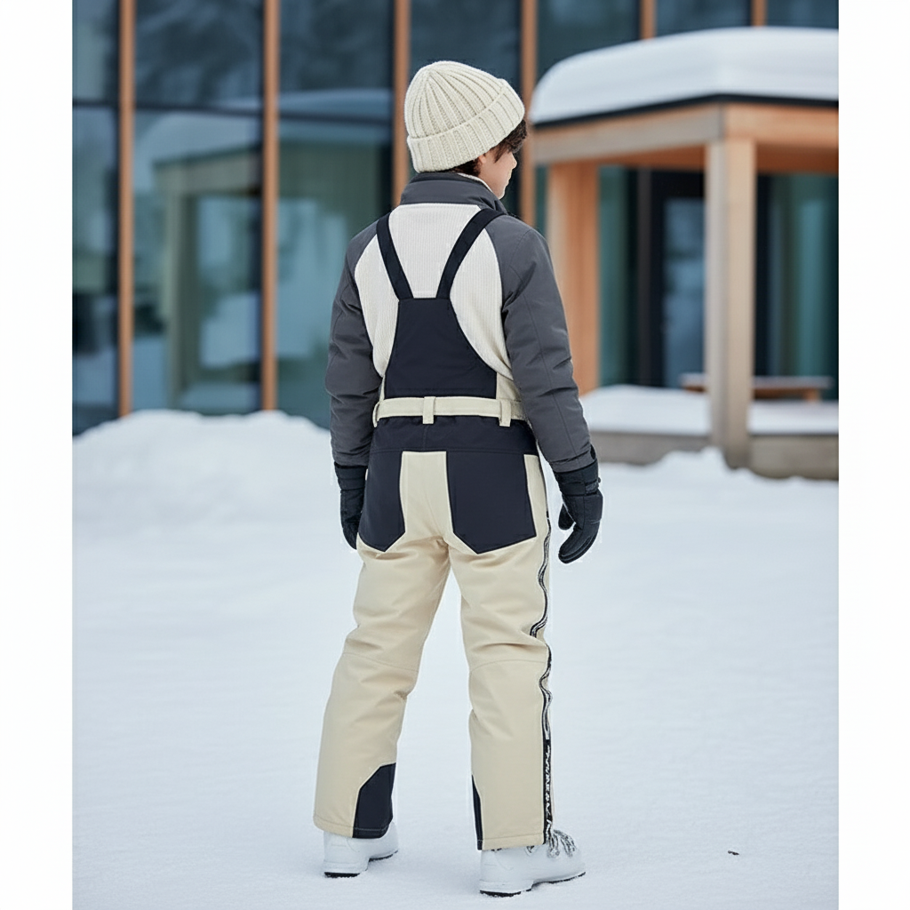 Pantalon De Ski Beige Bretelles Imperméable Enfant Hiver - Polyester - vue 2