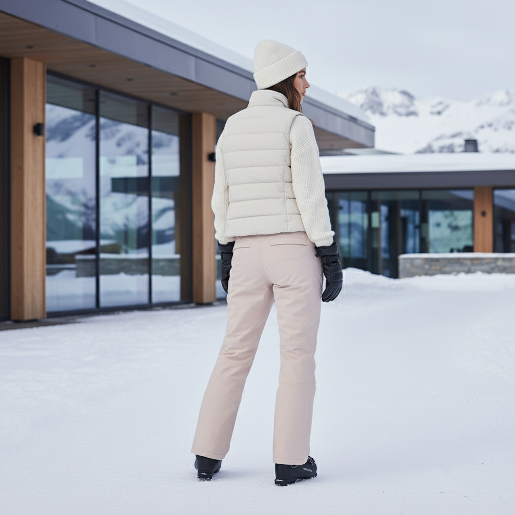 Pantalon De Ski Beige Bretelles Imperméable Femme Hiver - Polyester - vue 2