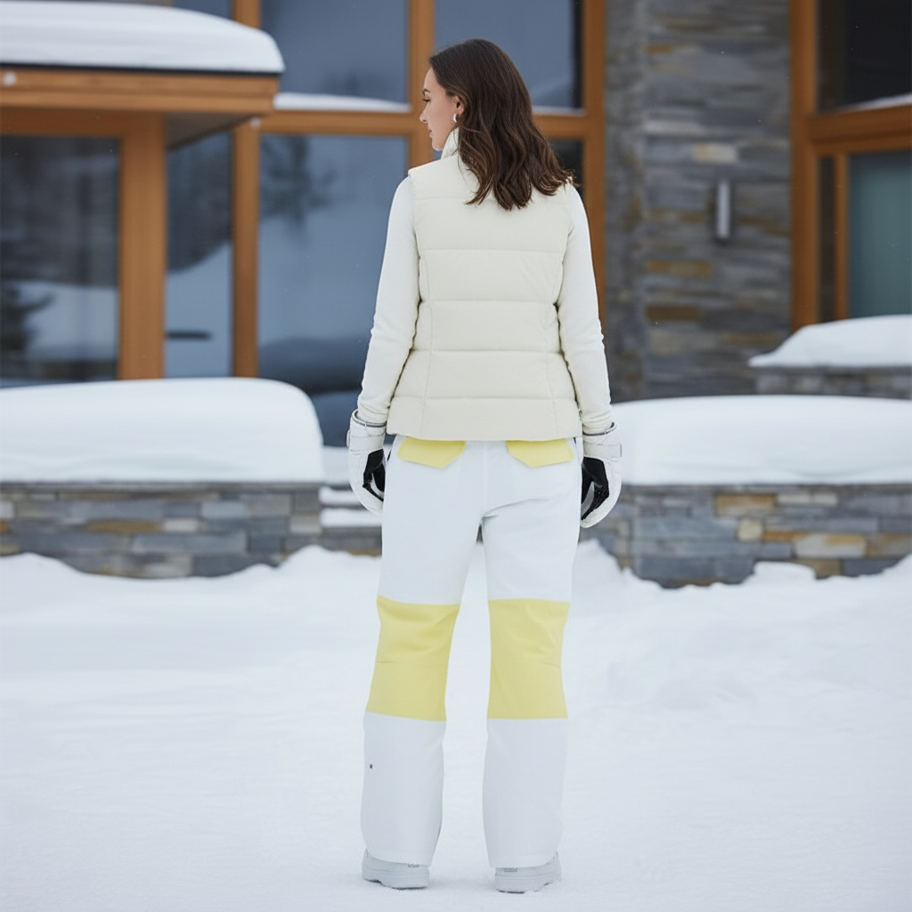 Pantalon De Ski Salopette Blanc Jaune Imperméable Unisexe - Multicolore Polyester - vue 2