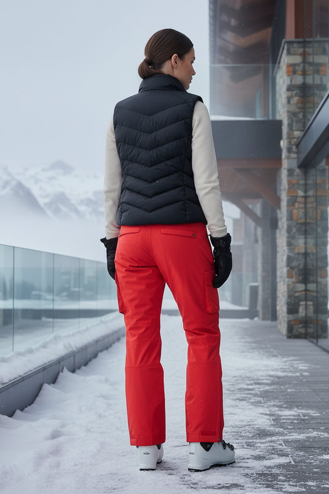 Pantalon De Ski Rouge Cargo Imperméable Femme Hiver - Polyester - vue 2