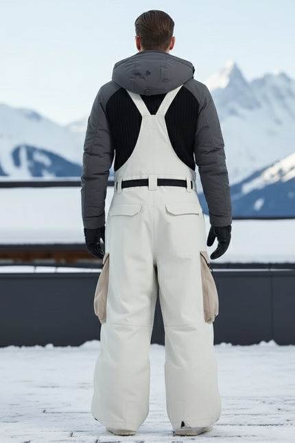 Pantalon De Ski Crème Imperméable Salopette Unisexe Chaud - Beige Polyester - vue 2