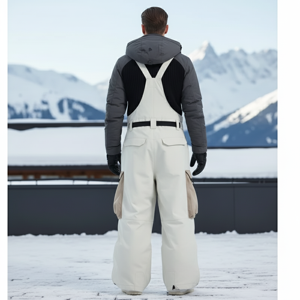 Pantalon De Ski Crème Imperméable Salopette Unisexe Chaud - Beige Polyester - vue 2