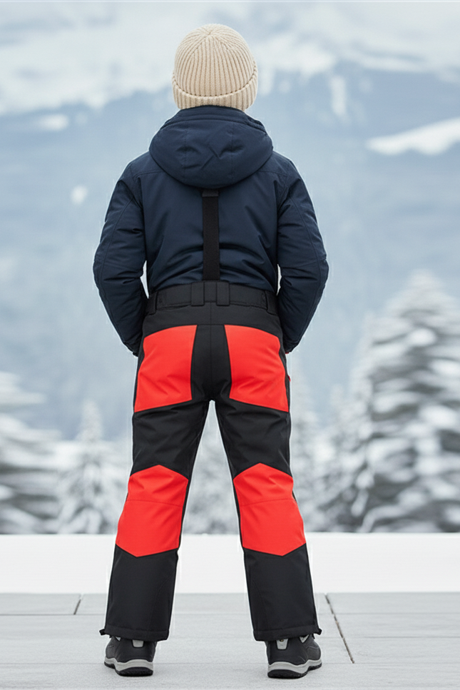 Pantalon De Ski Noir Rouge Imperméable Enfant Bretelles - Polyester - vue 2