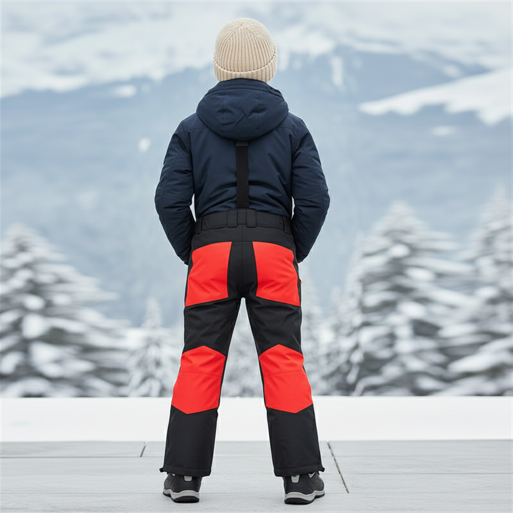 Pantalon De Ski Noir Rouge Imperméable Enfant Bretelles - Polyester - vue 2