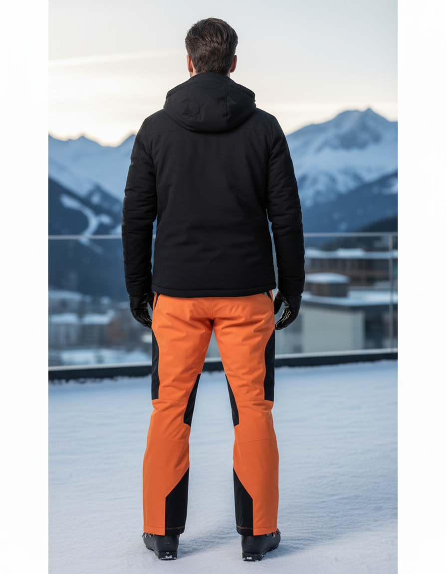 Pantalon De Ski Noir Et Orange - Polyester - vue 2