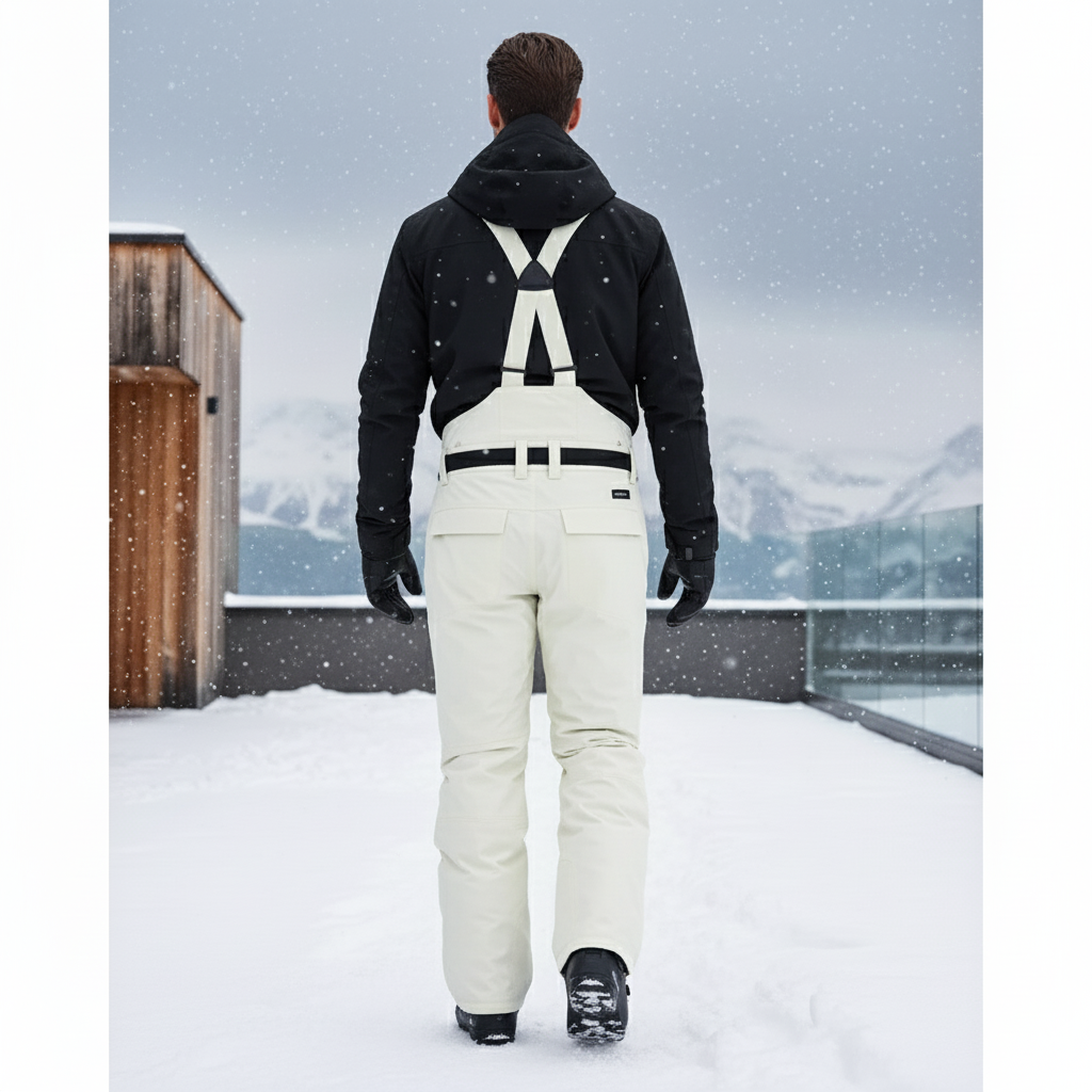 Pantalon De Ski Blanc Cassé Ample Impermémeable Ceinture - Polyester - vue 2