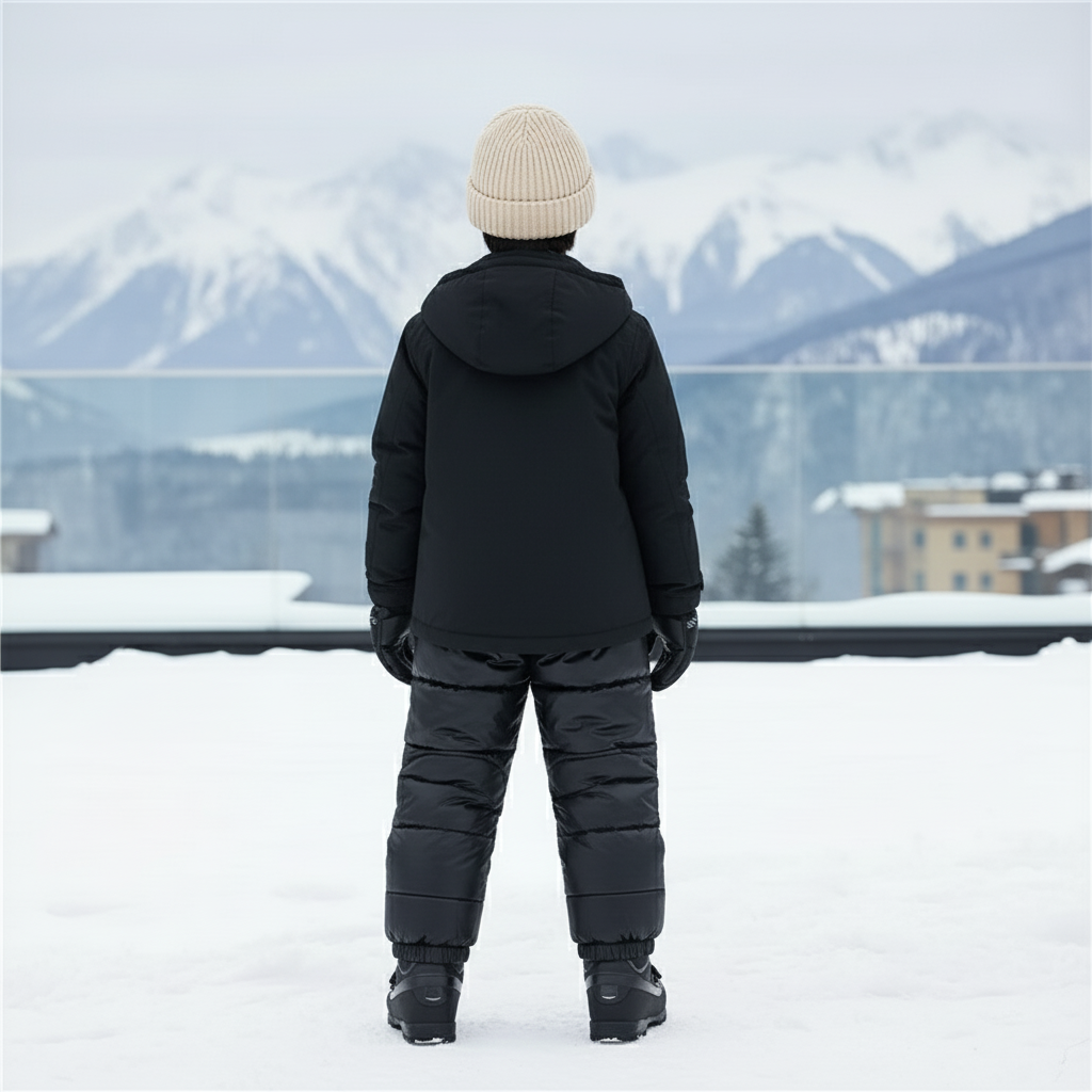 Pantalon De Ski Noir Matelassé Enfant Imperméable Hiver - Polyester - vue 2