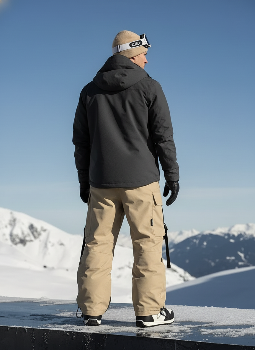 Pantalon De Ski Cargo Ample Beige Imperméable Homme Hiver - Polyester - vue 2