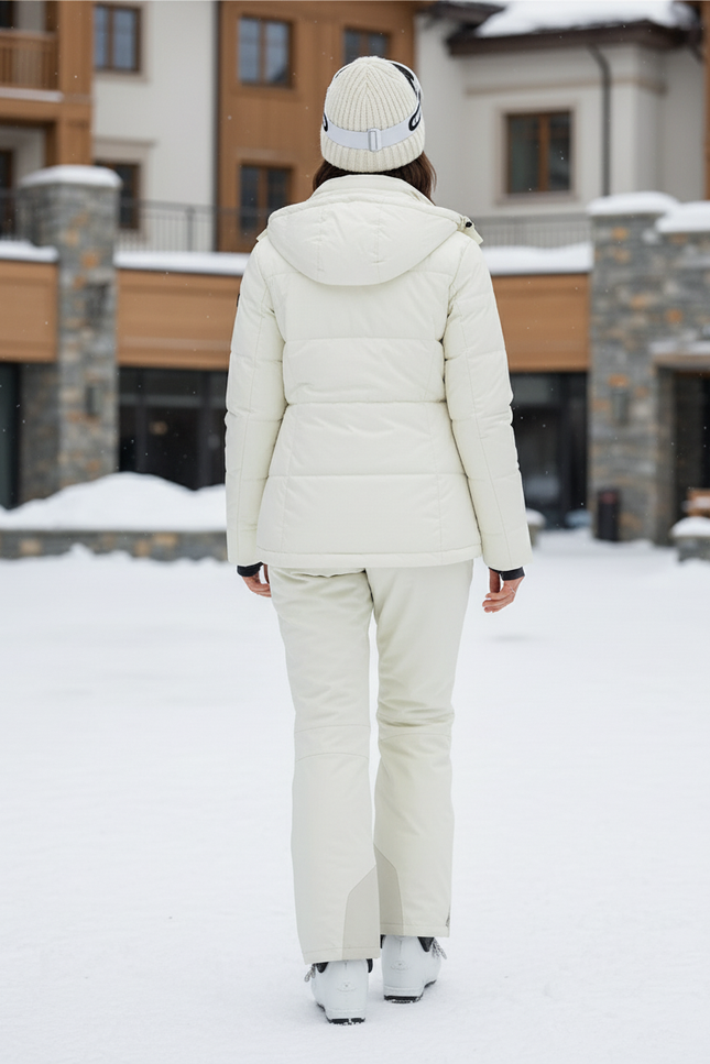 Pantalon De Ski Blanc Cassé Droit Imperméable Femme Chaud - Beige Polyester - vue 2