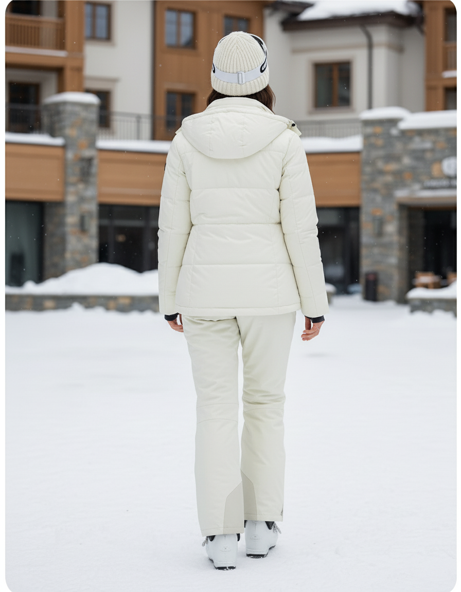 Pantalon De Ski Blanc Cassé Droit Imperméable Femme Chaud - Beige Polyester - vue 2