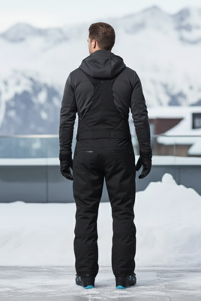 Pantalon De Ski Noir Salopette Imperméable Coupe Droite - Polyester - vue 2