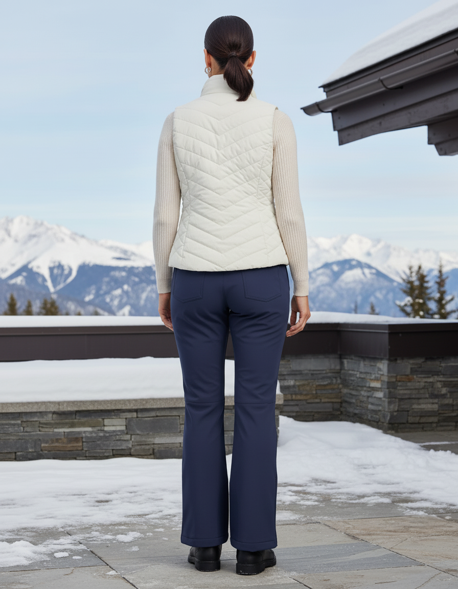 Pantalon De Ski Femme Évasé Bleu Marine Doublé Polaire Imperméable - Polyester - vue 2