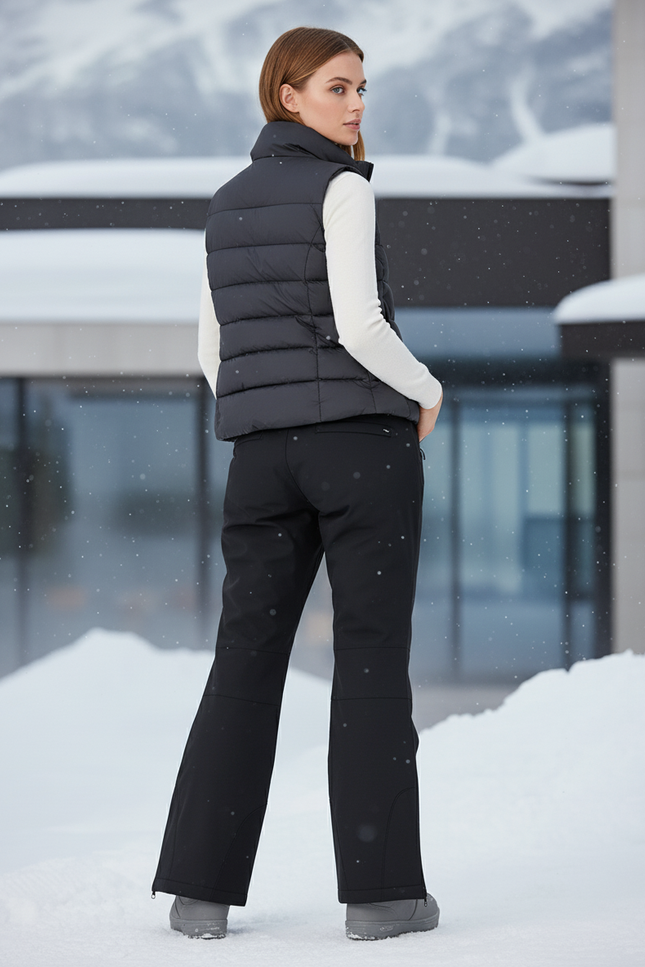 Pantalon De Ski Noir Imperméable Coupe Droite Femme Hiver - Polyester - vue 2