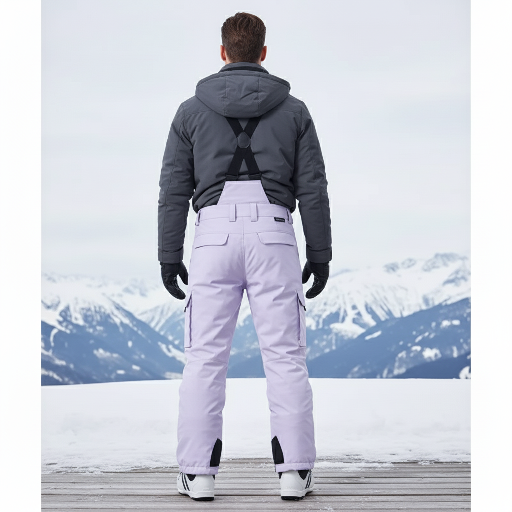 Pantalon De Ski Lilas Imperméable Bretelles Homme - Violet Polyester - vue 2