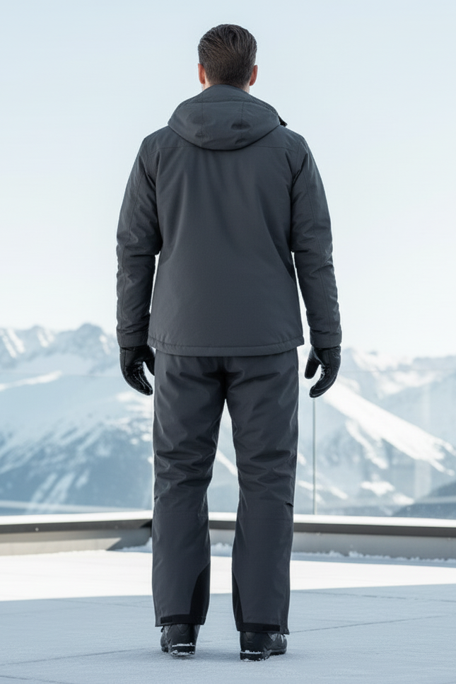 Pantalon De Ski Gris Foncé Imperméable Homme Doublé Coupe Droite - Polyester - vue 2