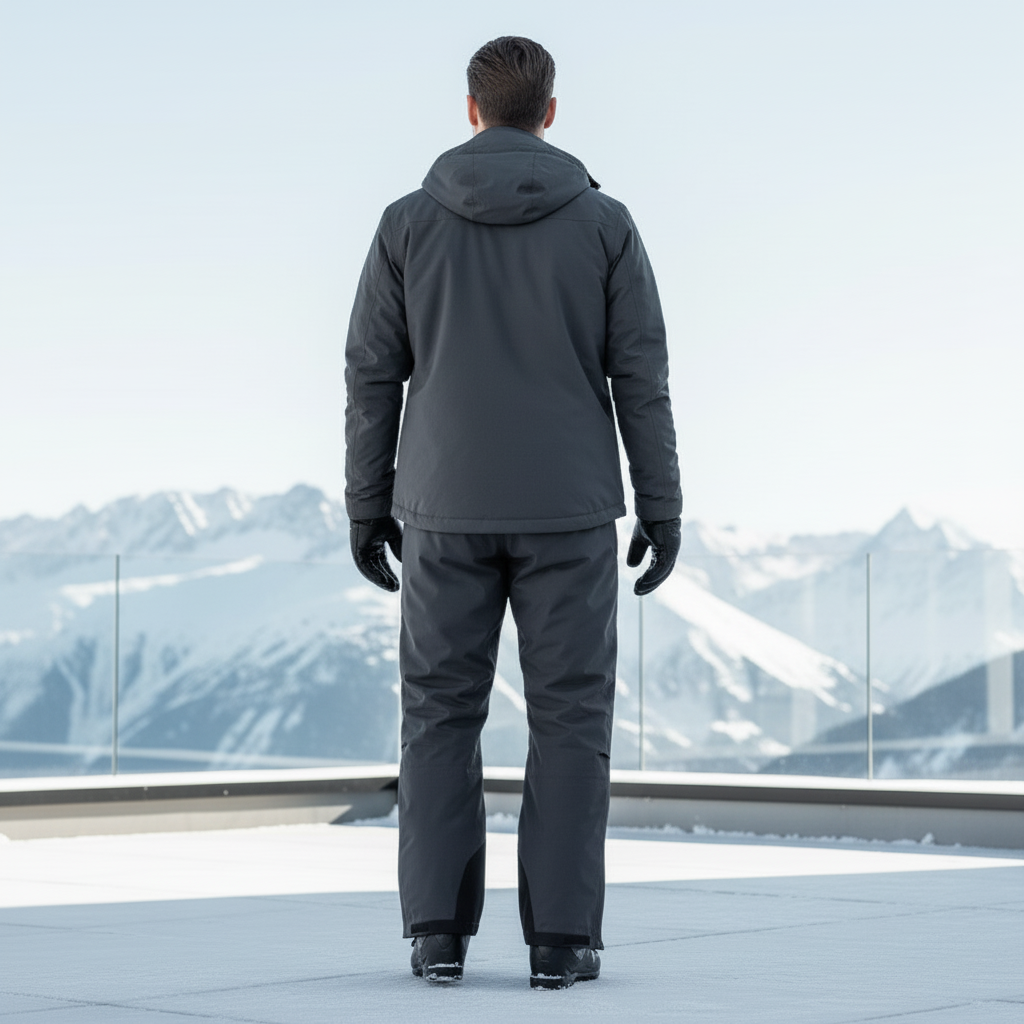 Pantalon De Ski Gris Foncé Imperméable Homme Doublé Coupe Droite - Polyester - vue 2