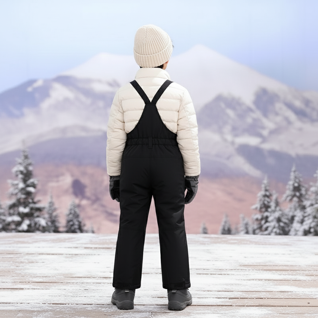Pantalon De Ski Noir Imperméable Bretelles Hiver Enfant - Polyester - vue 2