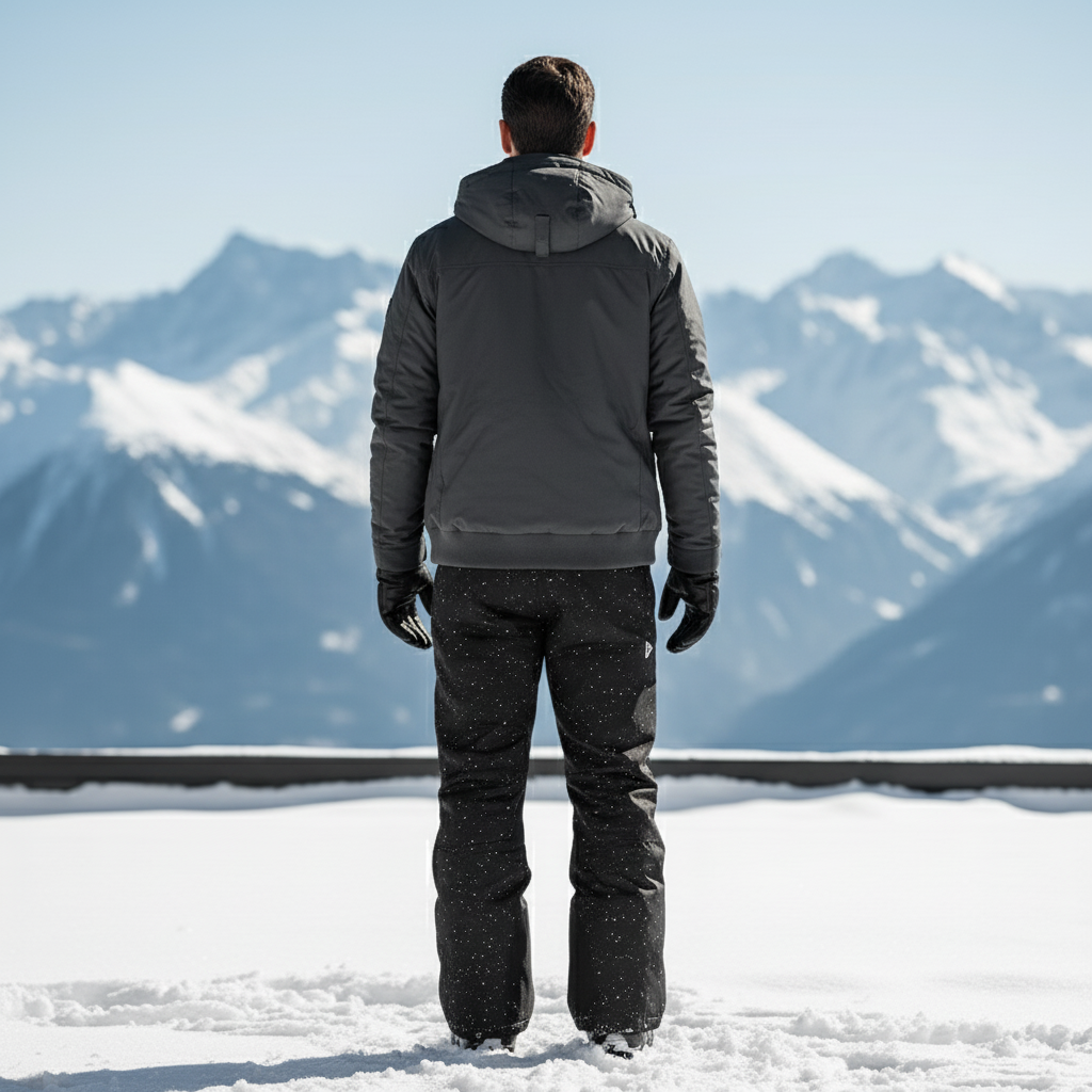 Pantalon De Ski Noir Imperméable Éclaboussures Blanches Homme - Imprimé Polyester - vue 2