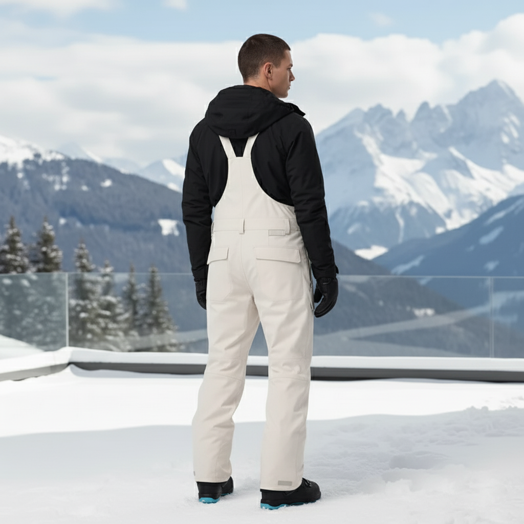 Pantalon De Ski Salopette Beige Imperméable Chaud Homme - Polyester - vue 2