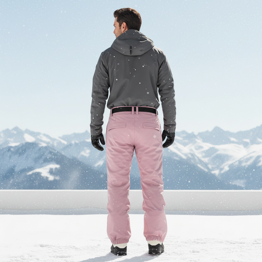 Pantalon De Ski Rose Homme Imperméable Coupe Droite - Polyester - vue 2