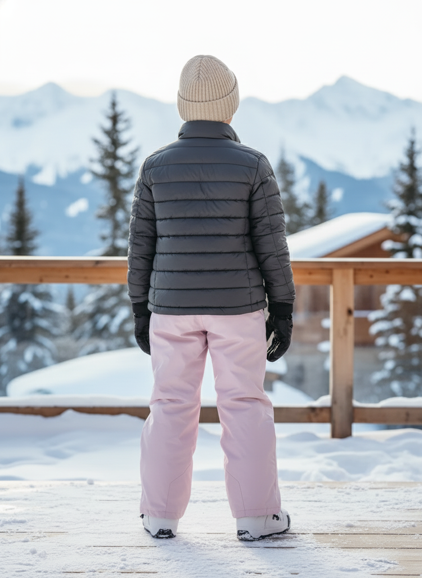 Pantalon De Ski Rose Pâle Imperméable Enfant Coupe Droite - Polyester - vue 2
