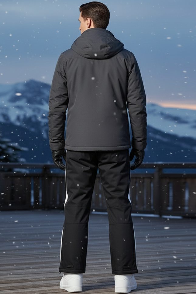 Pantalon De Ski Noir Bande Blanche Imperméable Homme - Polyester - vue 2