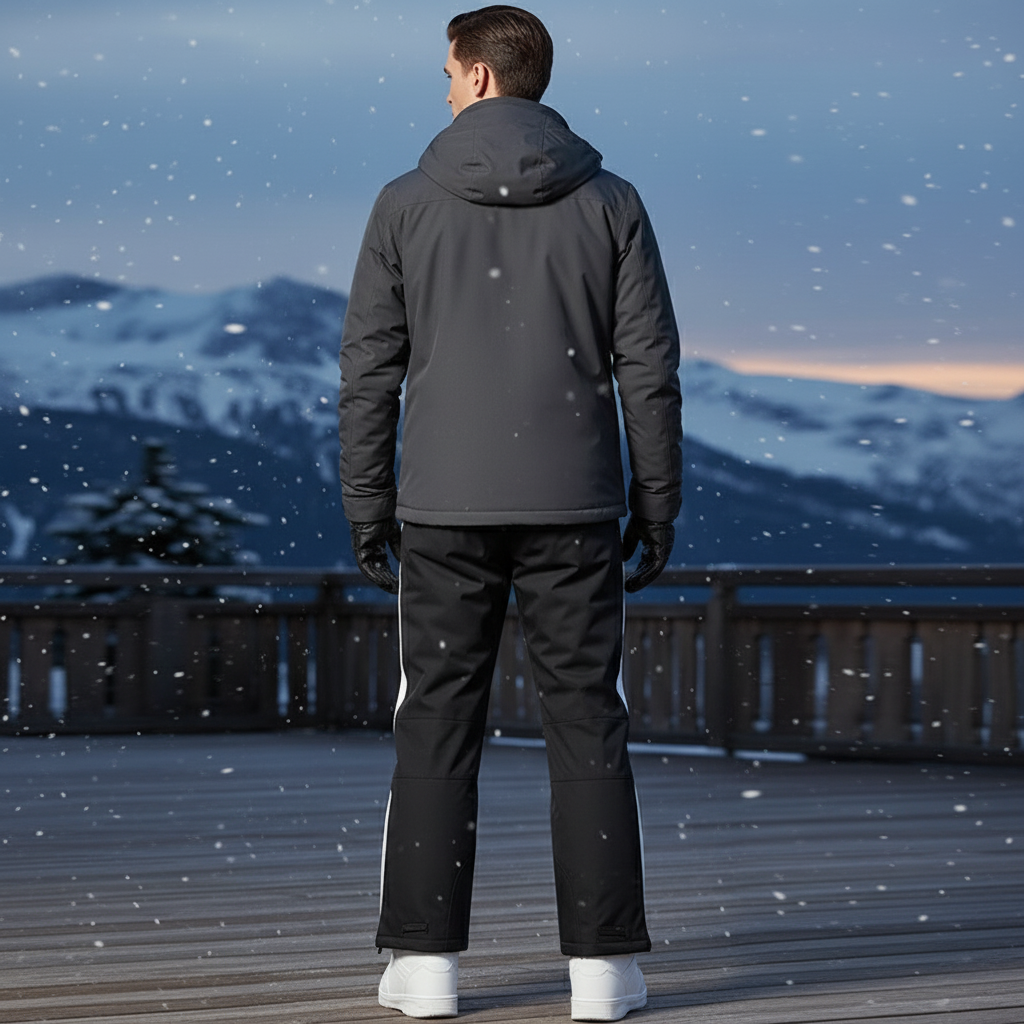 Pantalon De Ski Noir Bande Blanche Imperméable Homme - Polyester - vue 2
