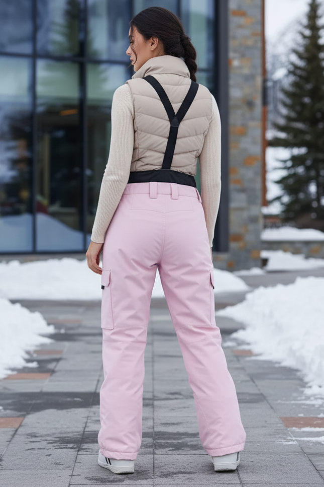 Pantalon De Ski Rose Pâle Cargo Imperméable Salopette - Polyester - vue 2
