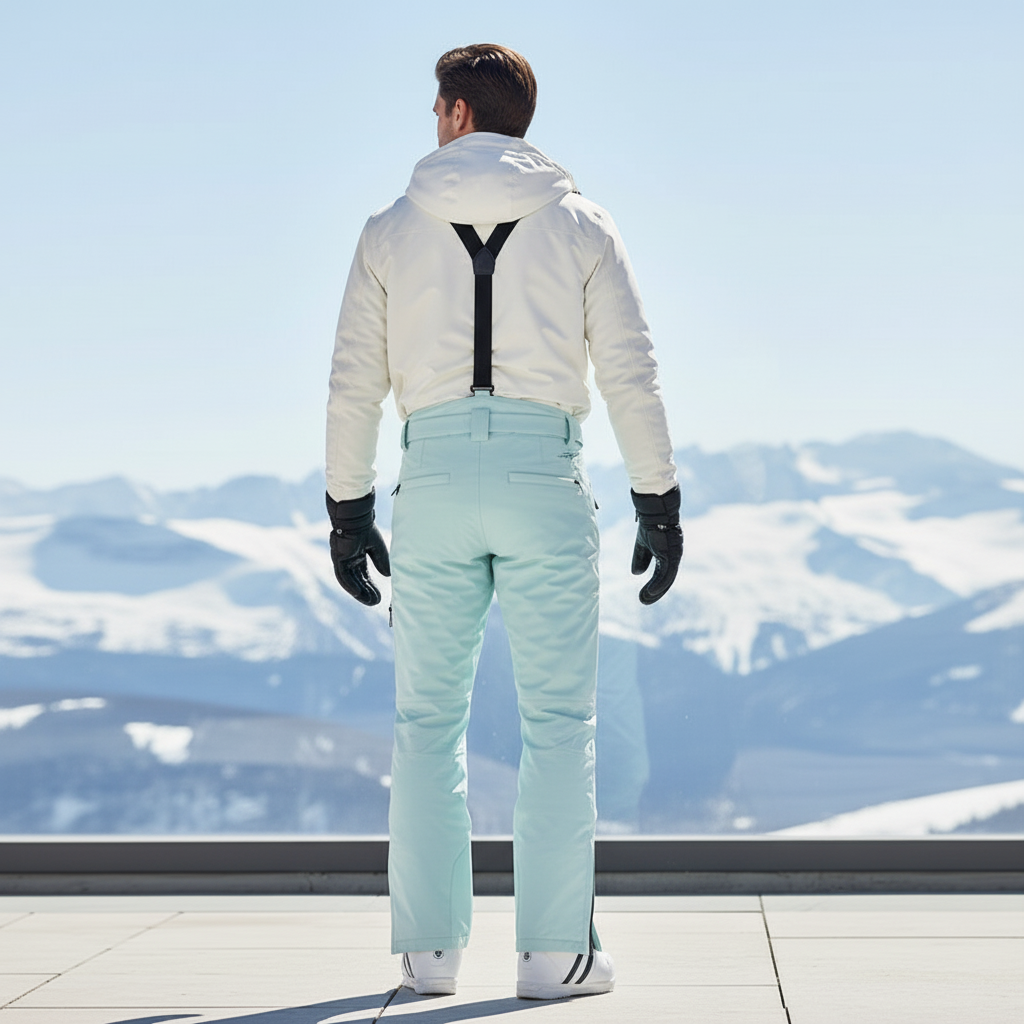 Pantalon De Ski Turquoise Imperméable Unisexe Bretelles - Bleu Polyester - vue 2